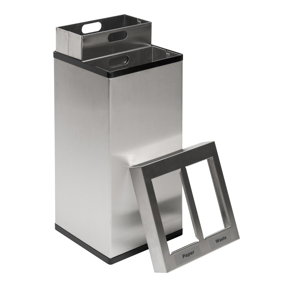 Produktabbildung Nr. 2: Afvalbak CARRO Mix, van roestvrij staal, 2x52,5 liter