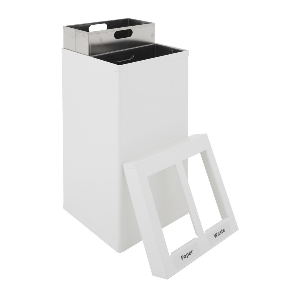 Produktabbildung Nr. 2: Afvalbak CARRO Mix, van aluminium, 2x52,5 liter, wit