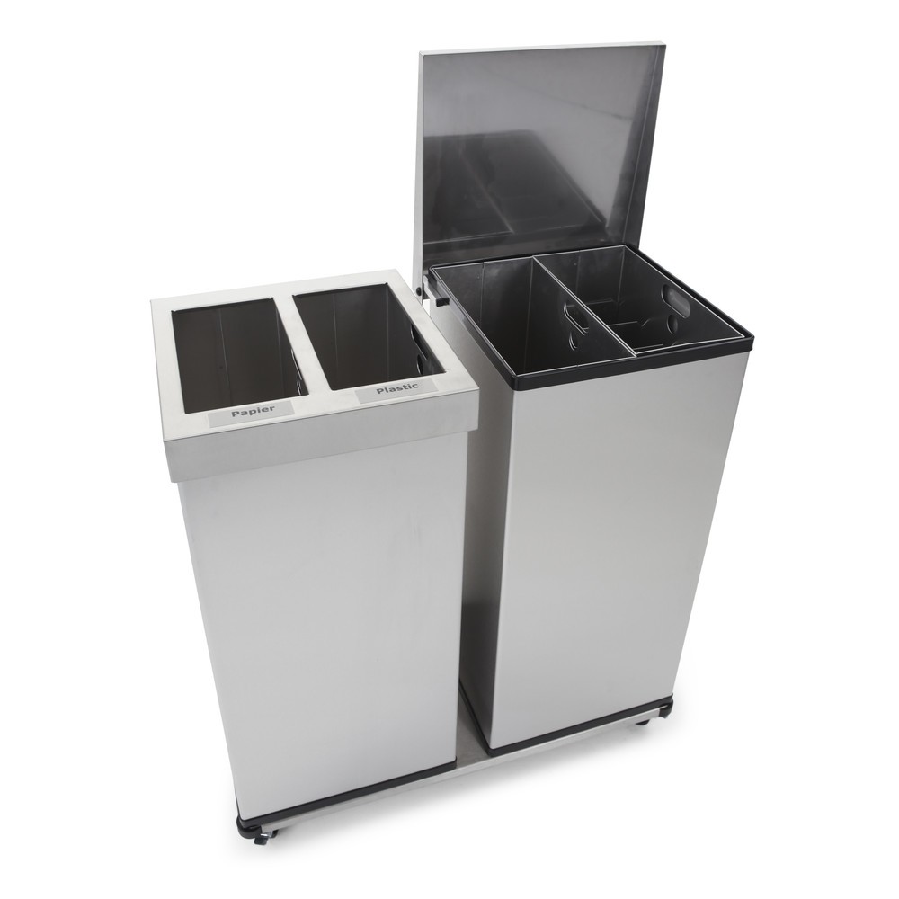Produktabbildung Nr. 4: Afvalbak CARRO Mix, van roestvrij staal, 2x52,5 liter