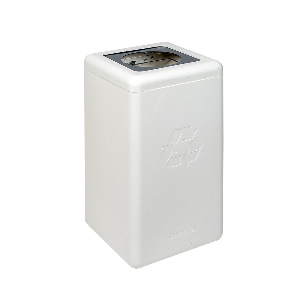 Product afbeelding: Afvalbak voor restafval BRICKBIN, van gerecyclede kunststof, 65 liter, vierkant, wit / grijs