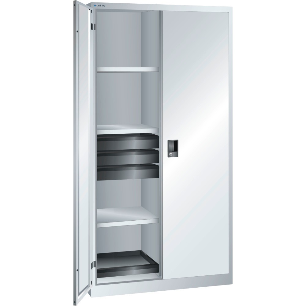 Illustration du produit: Armoire à outils LISTA, (lxPxH) 1 000x580x1 950 mm, 2 étagères coulissantes, 6 tiroirs, gris clair, CODE Lock
