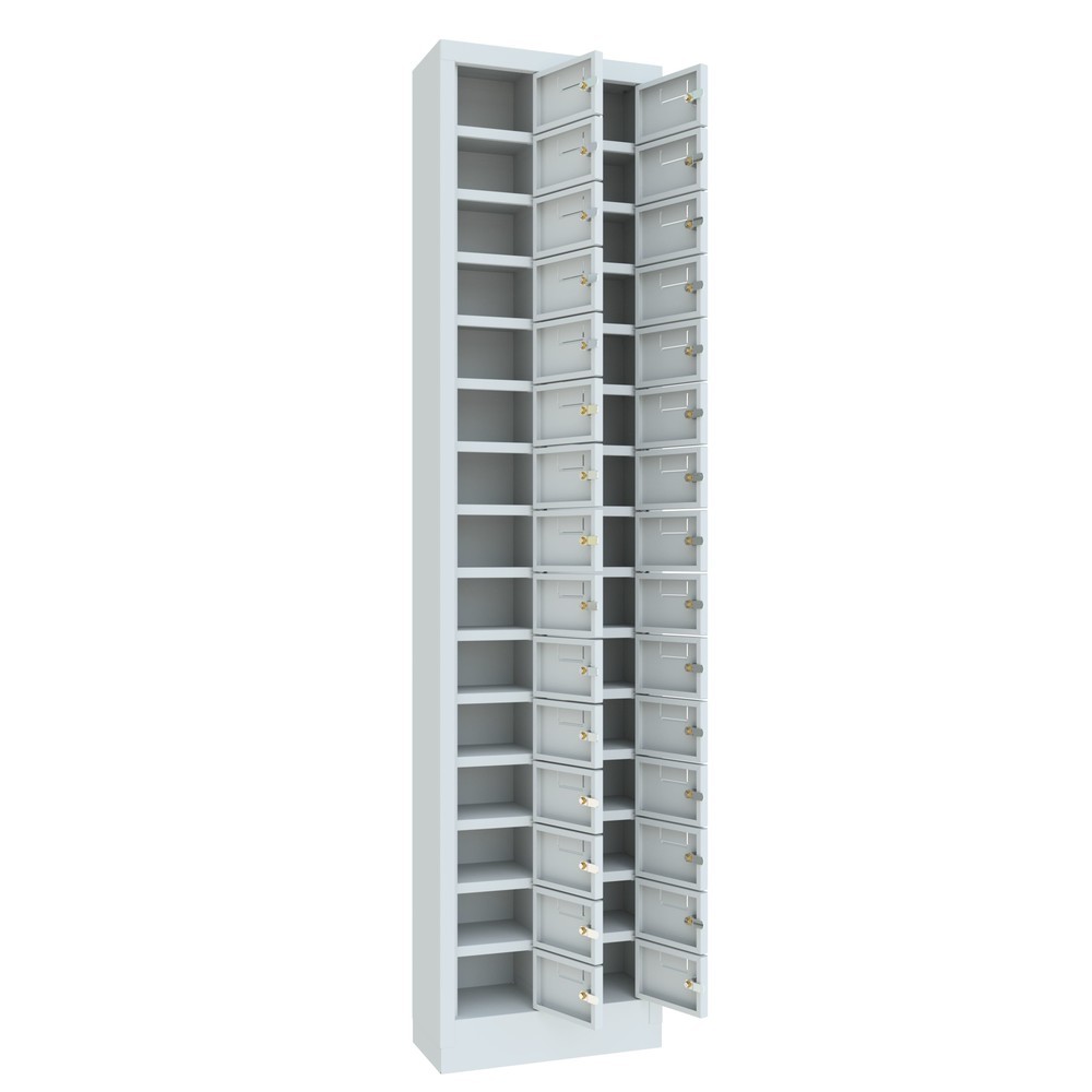 Produktabbildung Nr. 6: Armoire à petits compartiments PAVOY, 30 compartiments, H x l x P 1 950 x 460 x 200 mm, avec porte-étiquettes, gris clair, gris clair
