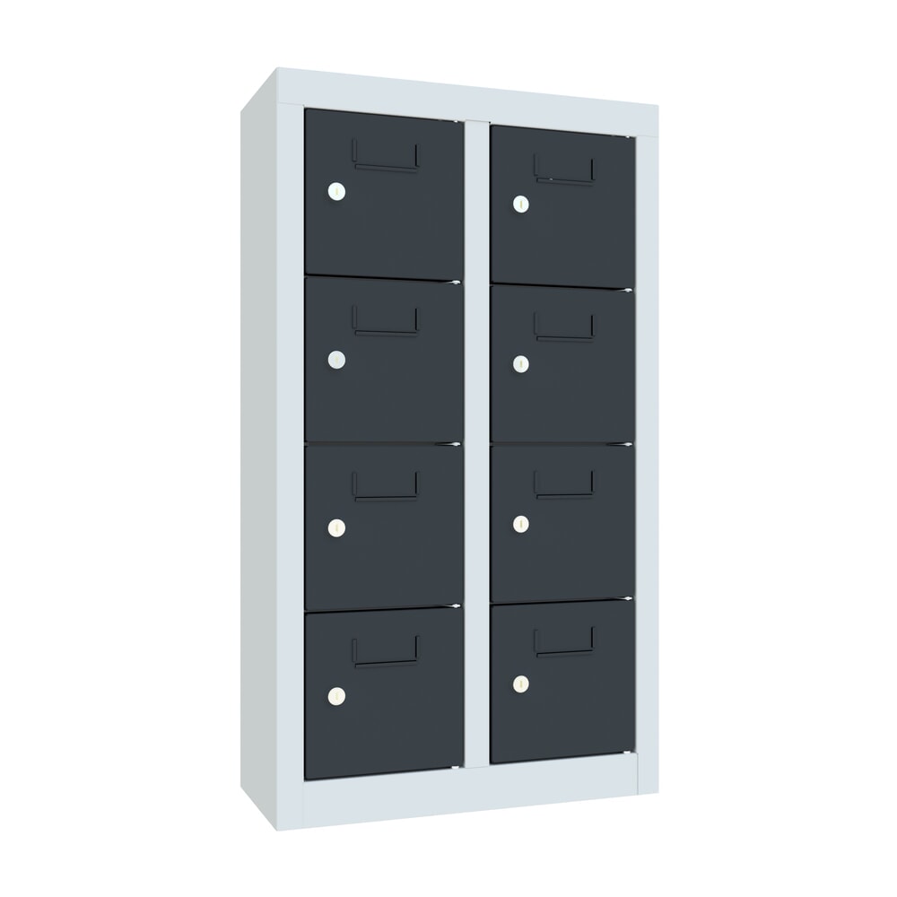 Produktabbildung Nr. 1: Armoire à petits compartiments PAVOY, 8 compartiments, H x l x P 815 x 460 x 200 mm, avec porte-étiquettes, gris anthracite, gris clair