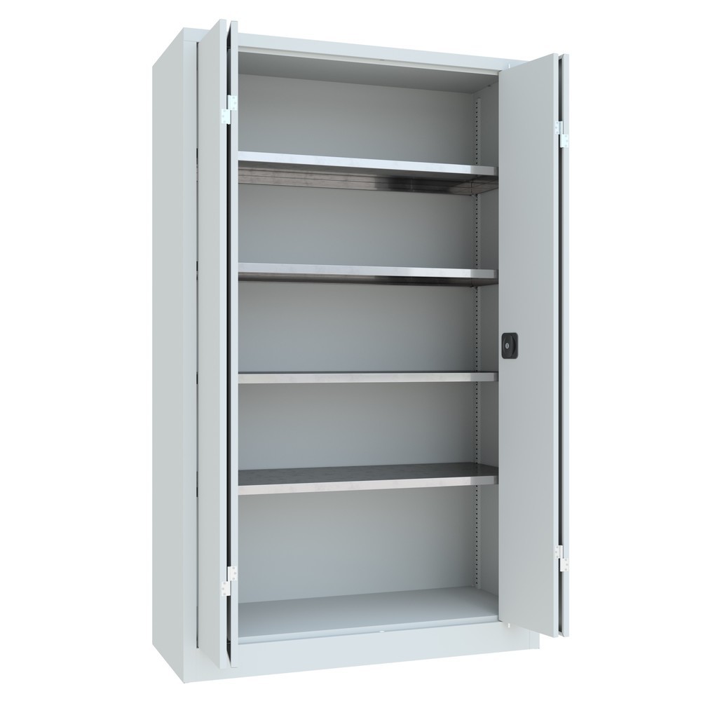 N° de l'image du produit 10 : Armoire à porte repliable PAVOY avec 4 tablettes, H x l x P 1 950 x 1 200 x 500 mm, gris clair, gris clair