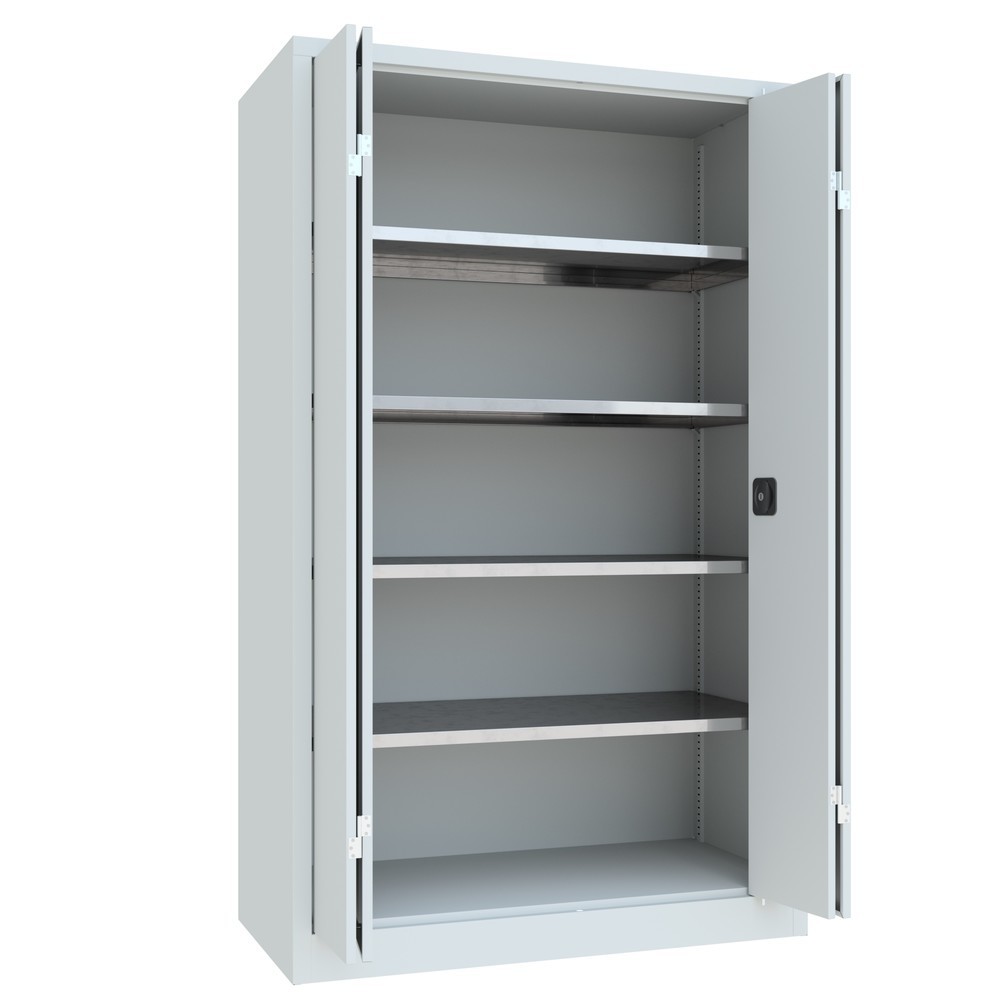 N° de l'image du produit 10 : Armoire à porte repliable PAVOY avec 4 tablettes, H x l x P 1 950 x 1 200 x 600 mm, gris clair, gris clair
