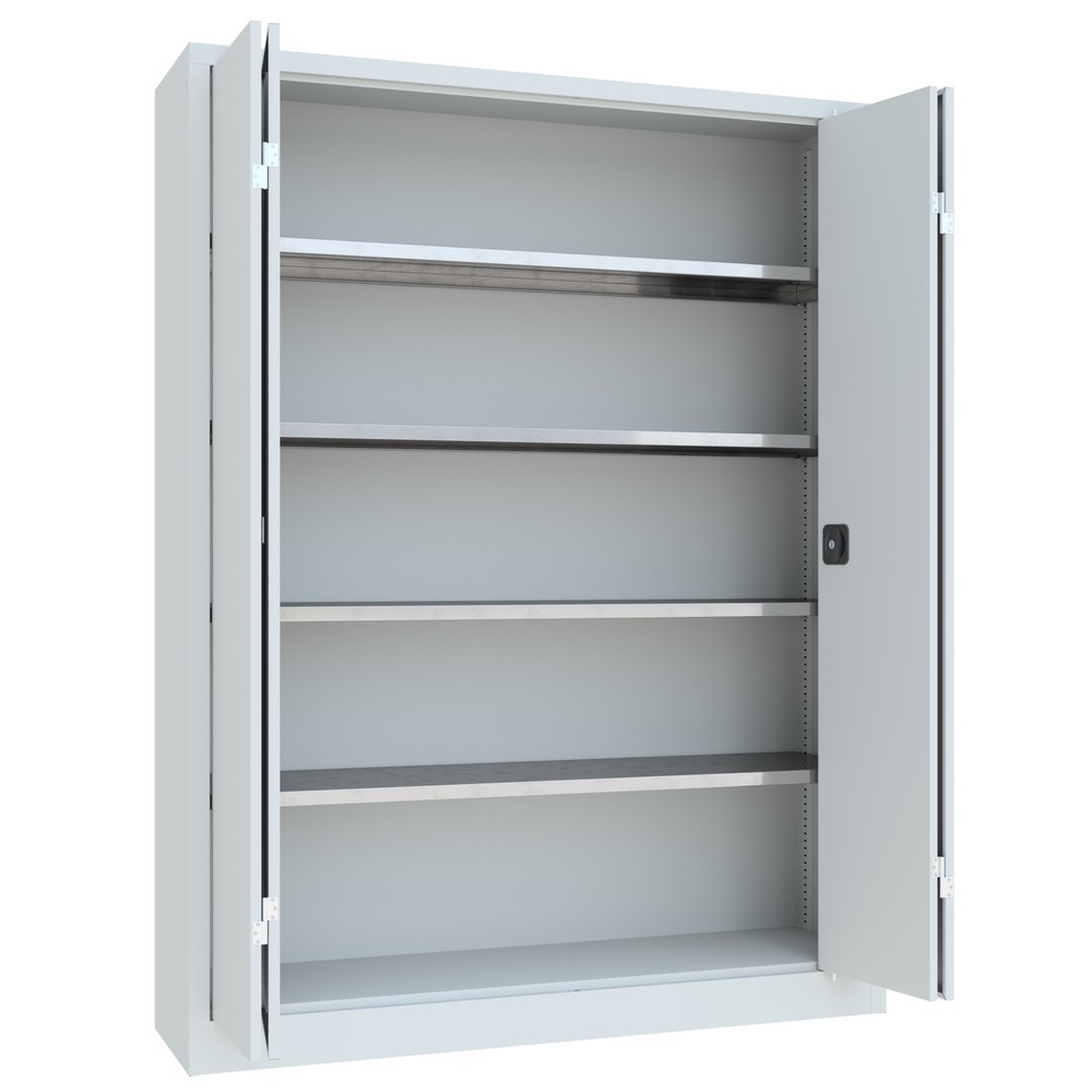 N° de l'image du produit 10 : Armoire à porte repliable PAVOY avec 4 tablettes, H x l x P 1 950 x 1 500 x 400 mm, gris clair, gris clair