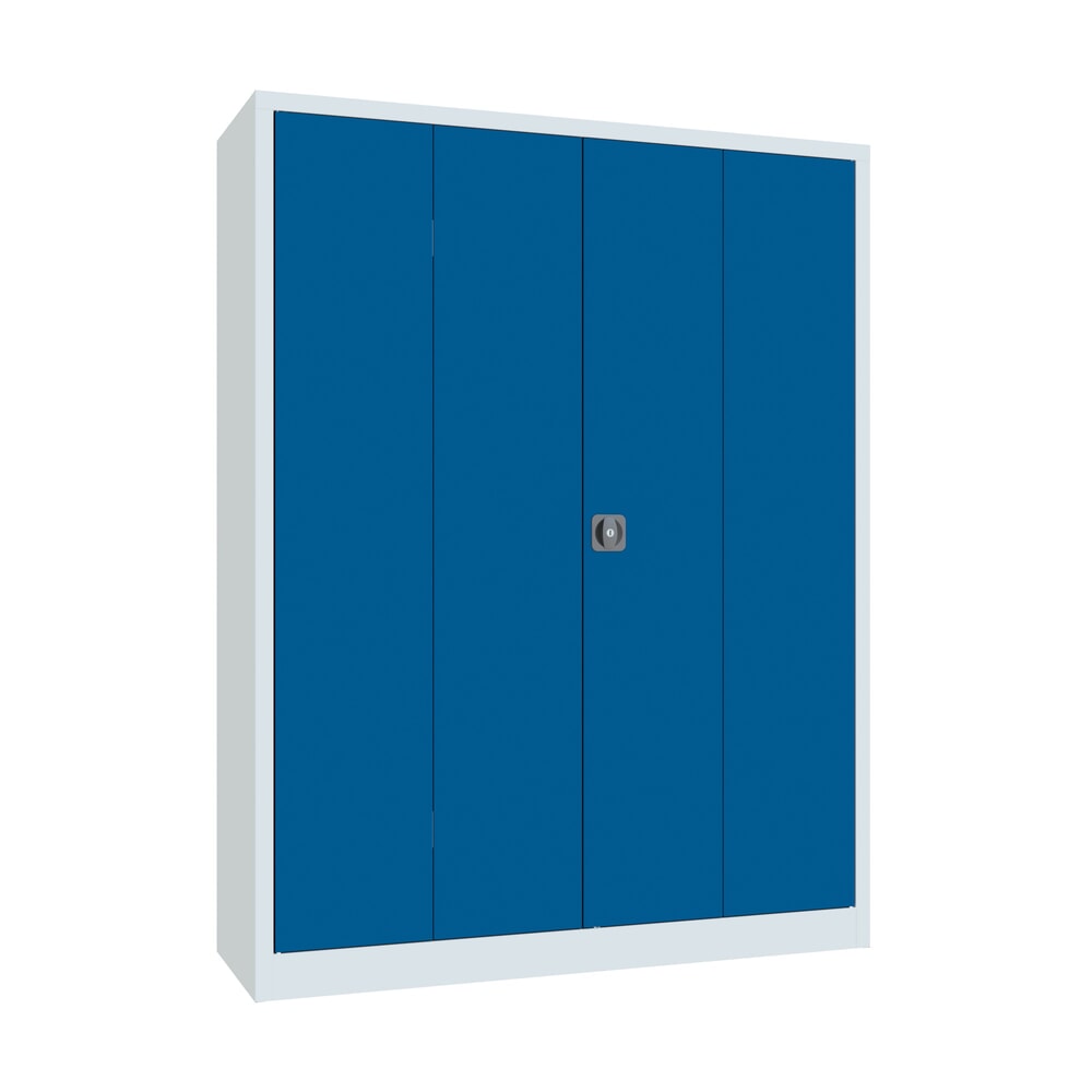 N° de l'image du produit 1 : Armoire à porte repliable PAVOY avec 4 tablettes, H x l x P 1 950 x 1 500 x 500 mm, bleu gentiane, gris clair