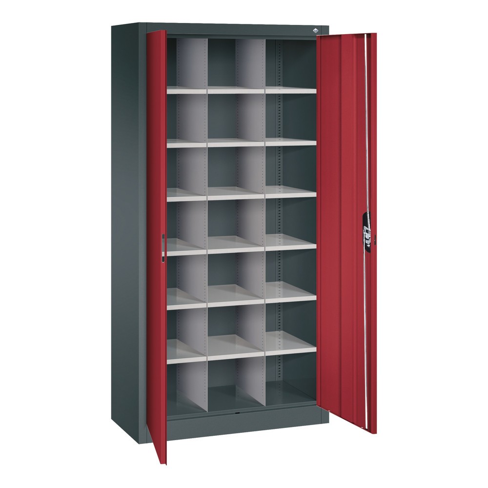 Produktabbildung Nr. 3: Armoire à portes battantes avec 21 compartiments, H x l x P 1 950 x 930 x 400 mm, gris anthracite, rouge rubis