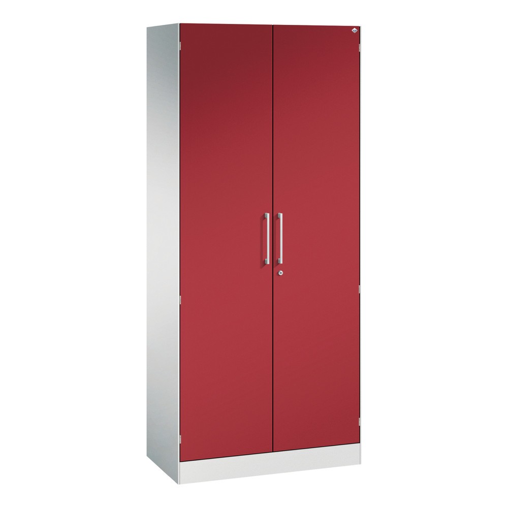 N° de l'image du produit 1 : Armoire à portes battantes C+P Asisto, 5 hauteurs de classeur, largeur 800 mm, gris clair, rouge rubis
