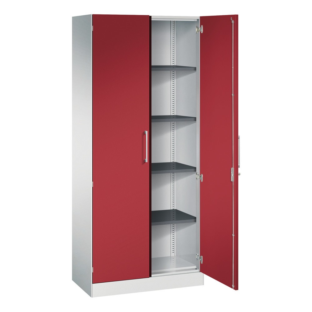 N° de l'image du produit 3 : Armoire à portes battantes C+P Asisto, 5 hauteurs de classeur, largeur 800 mm, gris clair, rouge rubis