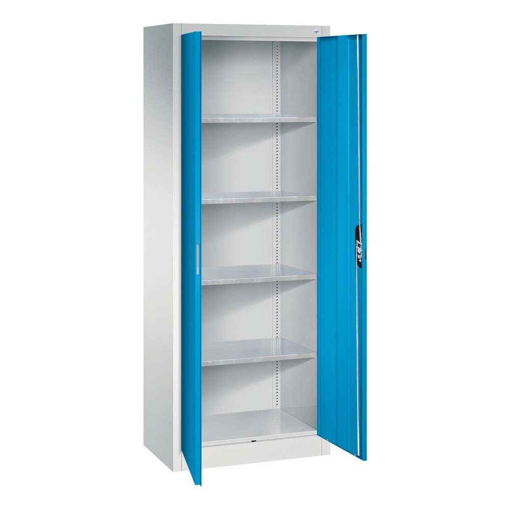 Produktabbildung Nr. 18: Armoire à portes battantes d’atelier C+P avec 4 tablettes, H x l x P 1 950 x 700 x 400 mm, gris clair, bleu clair