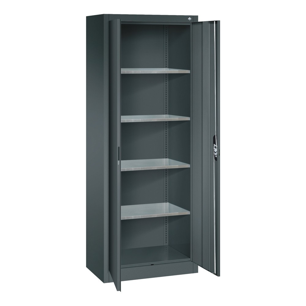 N° de l'image du produit 18 : Armoire à portes battantes d’atelier C+P avec 4 tablettes, H x l x P 1 950 x 700 x 400 mm, gris anthracite, gris anthracite