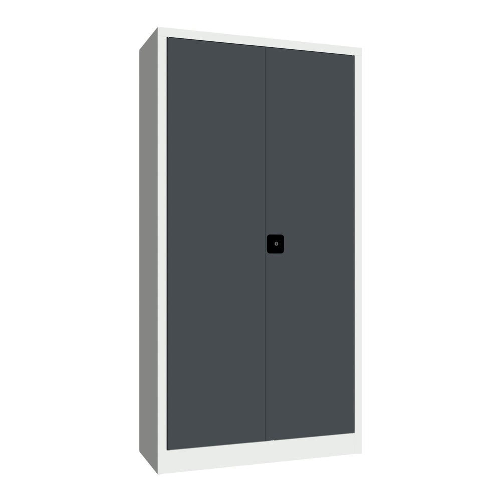 N° de l'image du produit 1 : Armoire à portes battantes PAVOY, 4 tablettes, H x l x P 1 950 x 1 000 x 400 mm, gris anthracite, gris clair