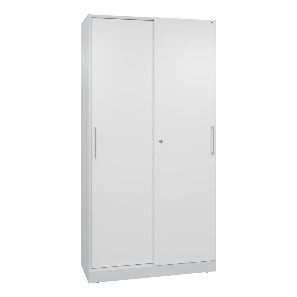 N° de l'image du produit 1 : Armoire à portes coulissantes C+P Asisto, 5 hauteurs de classeur, largeur 1 000 mm, gris clair, blanc signalisation