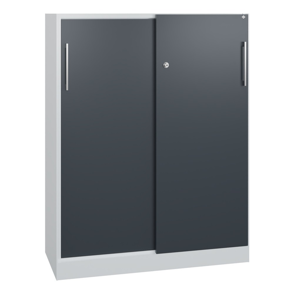 Illustration du produit: Armoire à portes coulissantes C+P Asisto, 3 hauteurs de classeur, largeur 1 000 mm, gris clair, gris anthracite
