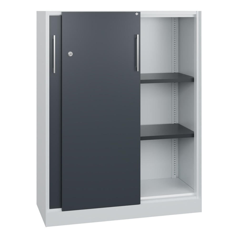 N° de l'image du produit 3 : Armoire à portes coulissantes C+P Asisto, 3 hauteurs de classeur, largeur 1 000 mm, gris clair, gris anthracite