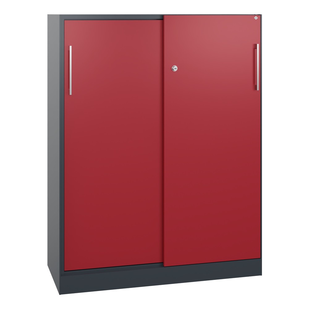 Produktabbildung Nr. 1: Armoire à portes coulissantes C+P Asisto, 3 hauteurs de classeur, largeur 1 000 mm, gris anthracite, rouge rubis