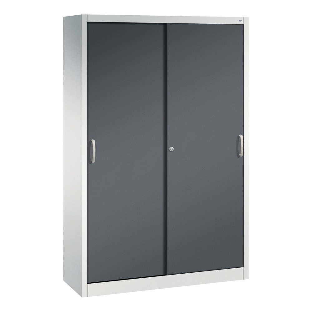 Produktabbildung Nr. 1: Armoire à portes coulissantes d’atelier C+P avec 4 tablettes, H x l x P 1 950 x 1 200 x 400 mm, gris clair, gris noir