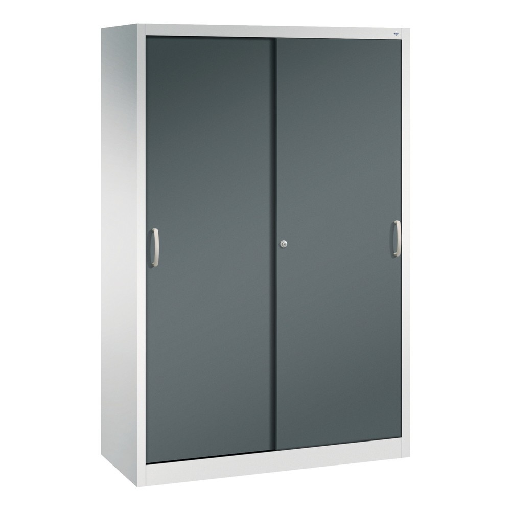 Illustration du produit: Armoire à portes coulissantes d’atelier C+P avec 4 tablettes, H x l x P 1 950 x 1 200 x 500 mm, gris clair, gris anthracite