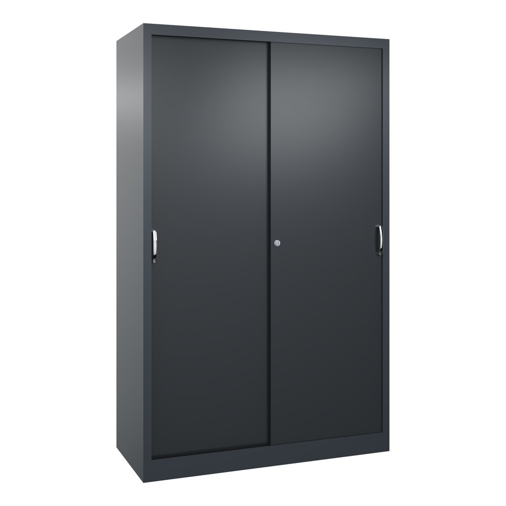 Illustration du produit: Armoire à portes coulissantes d’atelier C+P avec 4 tablettes, H x l x P 1 950 x 1 200 x 500 mm, gris anthracite, gris noir