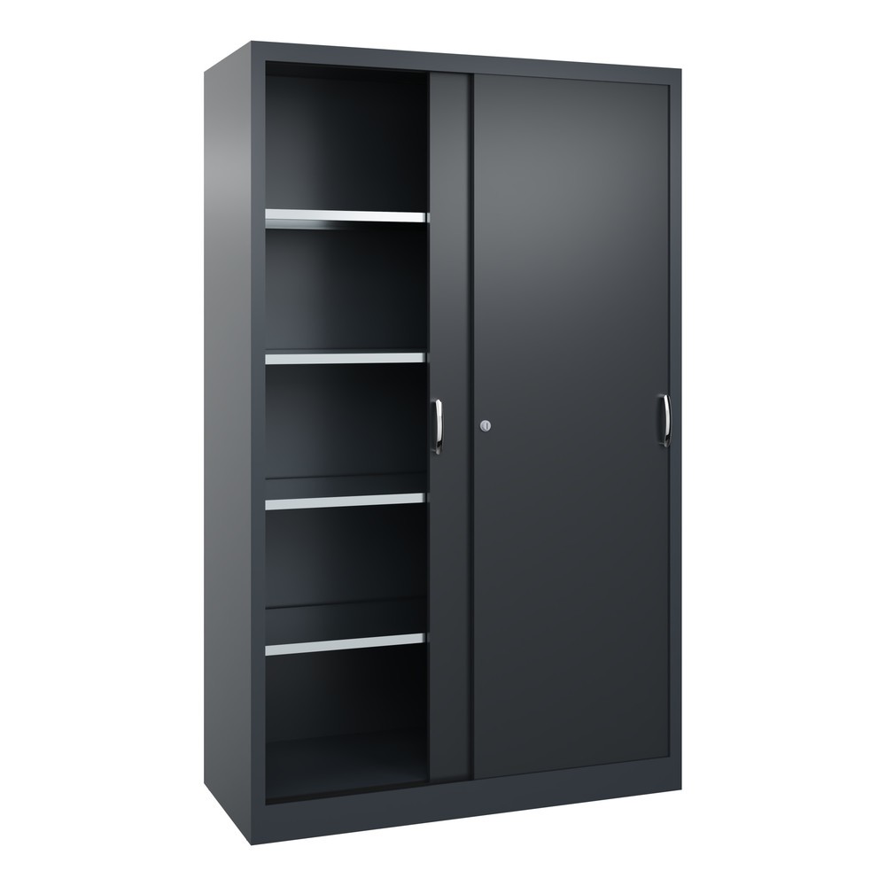 Produktabbildung Nr. 3: Armoire à portes coulissantes d’atelier C+P avec 4 tablettes, H x l x P 1 950 x 1 200 x 500 mm, gris anthracite, gris noir