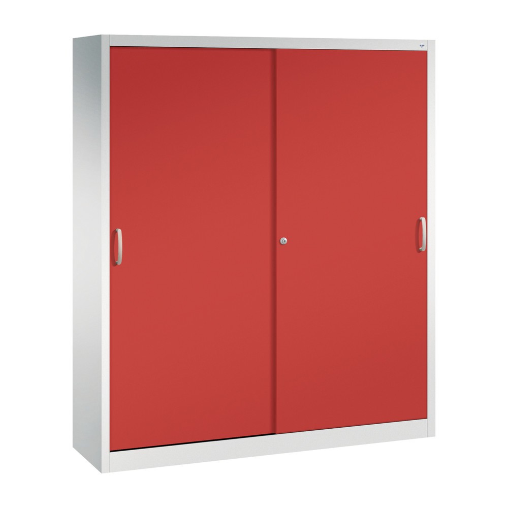 Produktabbildung Nr. 1: Armoire à portes coulissantes, 1 950 x 1 600 x 400 mm, gris clair, rouge rubis