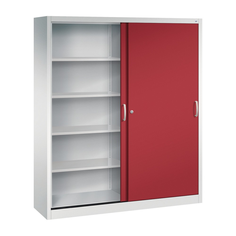 Produktabbildung Nr. 2: Armoire à portes coulissantes, 1 950 x 1 600 x 400 mm, gris clair, rouge rubis