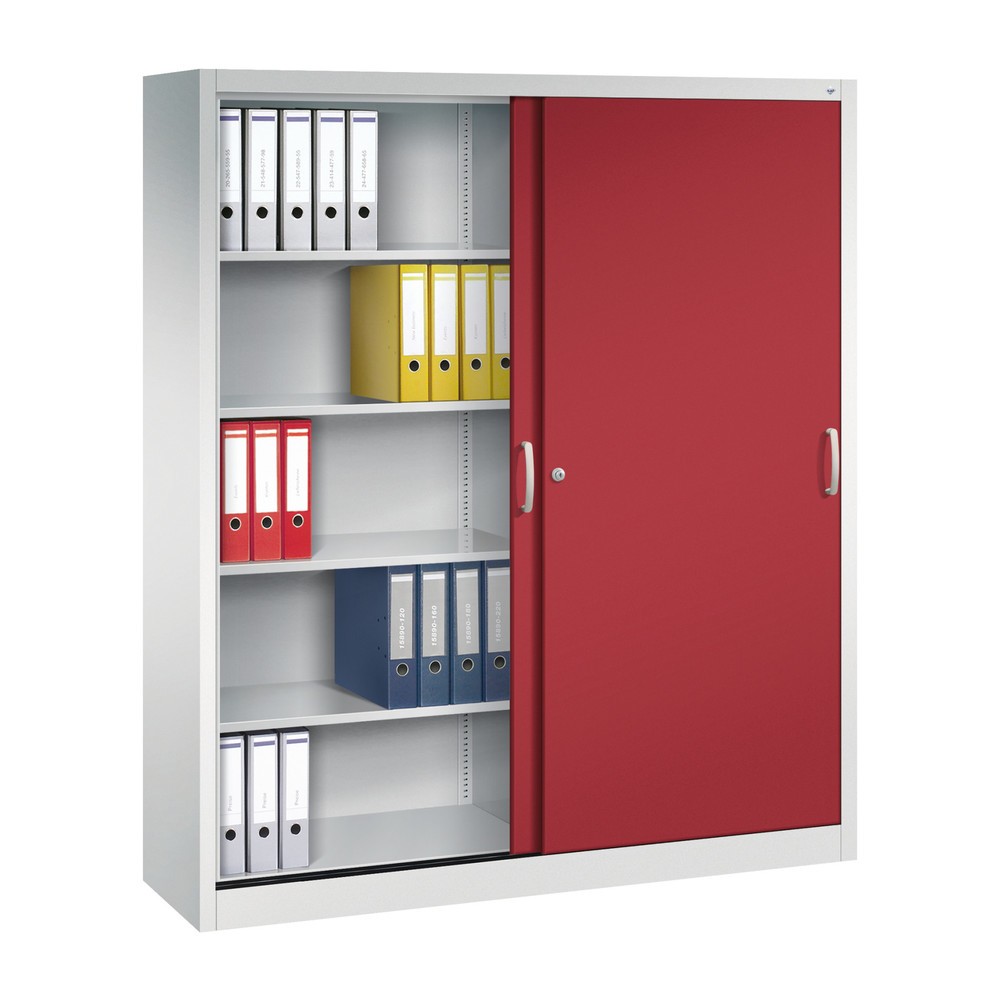 Produktabbildung Nr. 3: Armoire à portes coulissantes, 1 950 x 1 600 x 400 mm, gris clair, rouge rubis