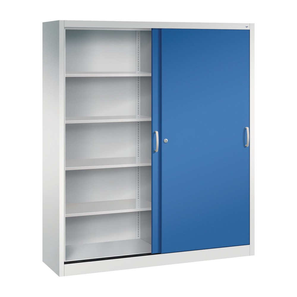 Produktabbildung Nr. 3: Armoire à portes coulissantes, 1 950 x 1 600 x 400 mm, gris clair, bleu gentiane