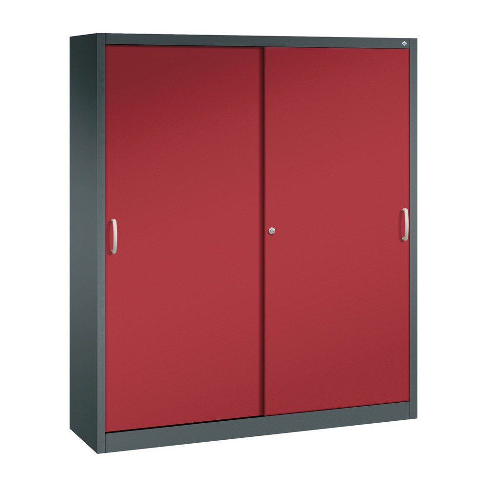 Produktabbildung Nr. 1: Armoire à portes coulissantes, 1 950 x 1 600 x 400 mm, gris anthracite, rouge rubis