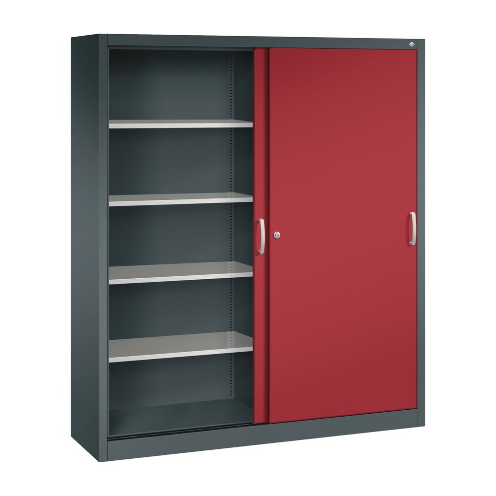 Produktabbildung Nr. 3: Armoire à portes coulissantes, 1 950 x 1 600 x 400 mm, gris anthracite, rouge rubis