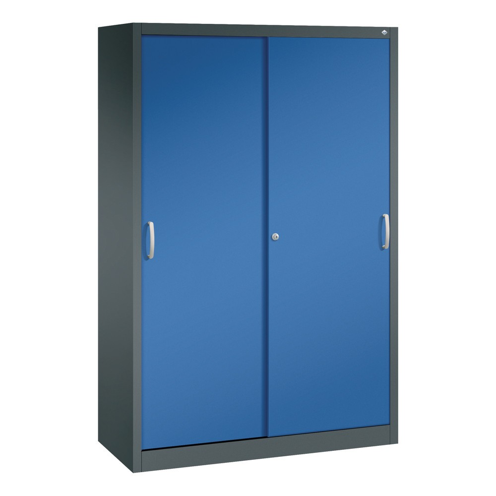 Illustration du produit: Armoire à portes coulissantes, 1 950 x 1 200 x 500 mm, gris anthracite, bleu gentiane
