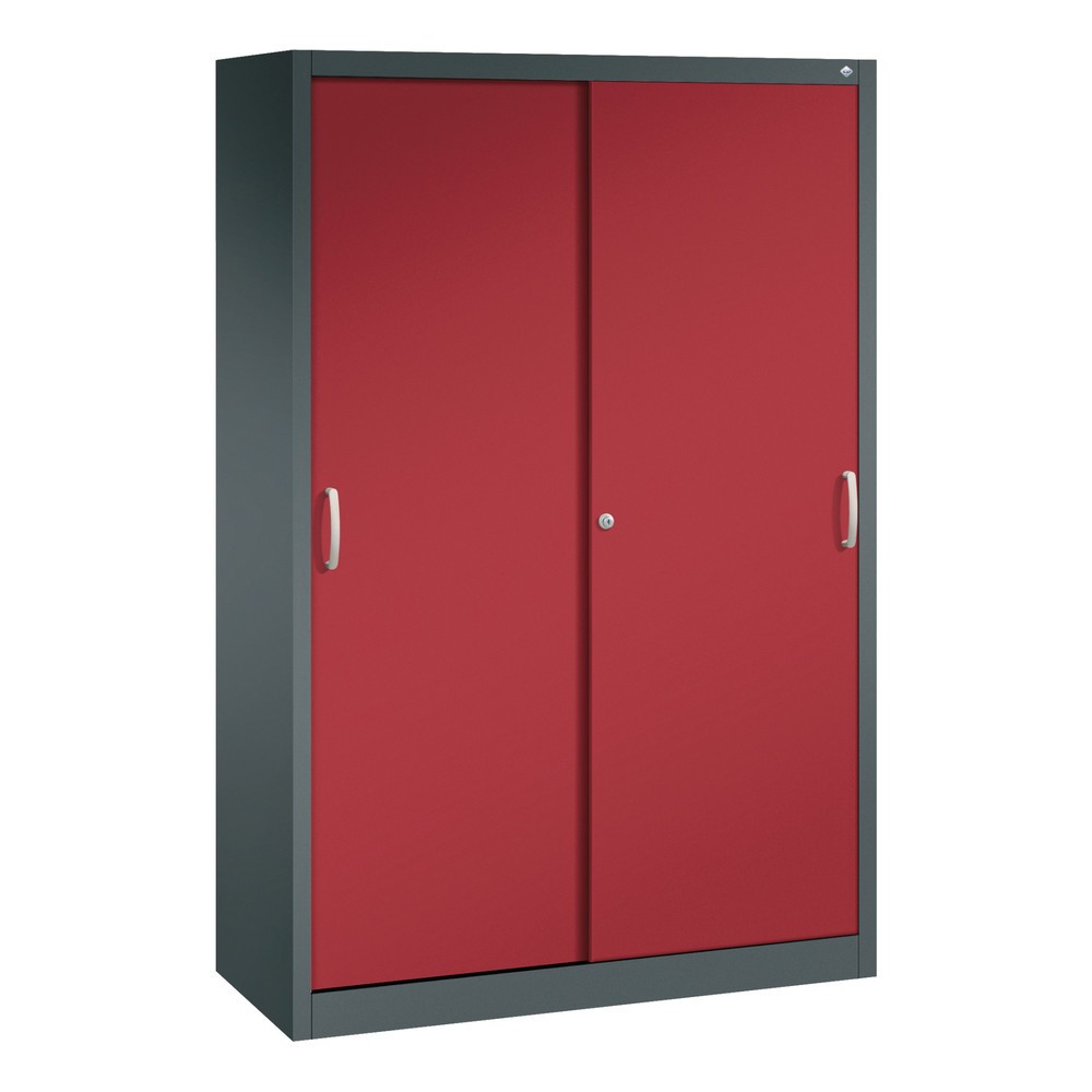 Illustration du produit: Armoire à portes coulissantes, 1 950 x 1 200 x 500 mm, gris anthracite, rouge rubis