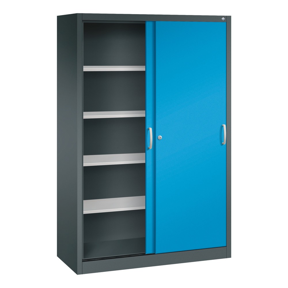 Produktabbildung Nr. 3: Armoire à portes coulissantes, 1 950 x 1 200 x 500 mm, gris anthracite, bleu clair