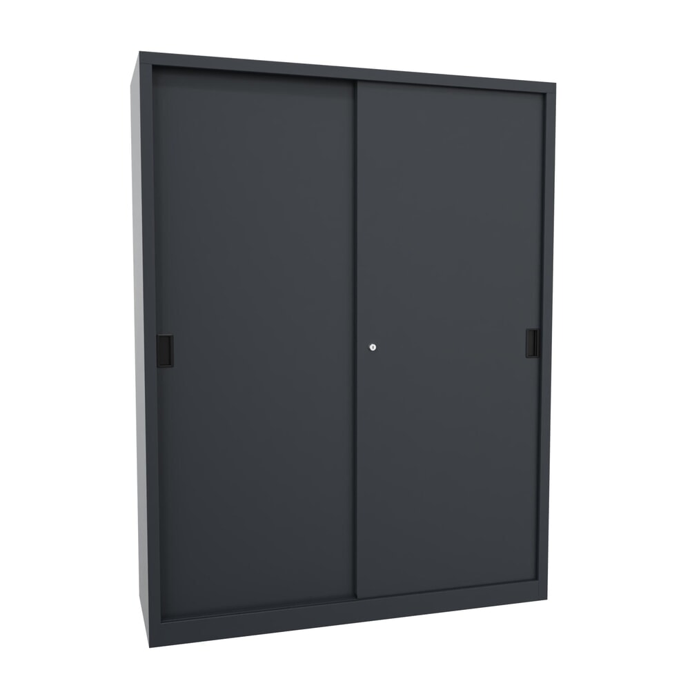 N° de l'image du produit 1 : Armoire à portes coulissantes PAVOY avec 8 tablettes + cloison de séparation, HxlxP 1 950 x 1 500 x 500 mm, bleu gentiane, gris clair