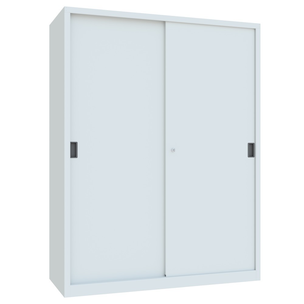 Produktabbildung Nr. 2: Armoire à portes coulissantes PAVOY avec mit 8 tablettes + cloison de séparation, HxlxP 1 950 x 1 500 x 600 mm, gris clair, gris clair