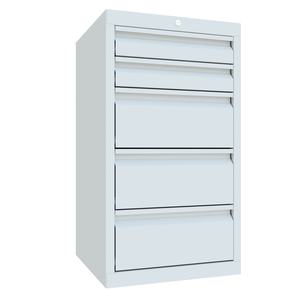 Illustration du produit: Armoire à tiroirs légère PAVOY, guidage à galets, tiroirs 2 x 100 mm + 3 x 200 mm, largeur 50 mm, gris clair, gris clair