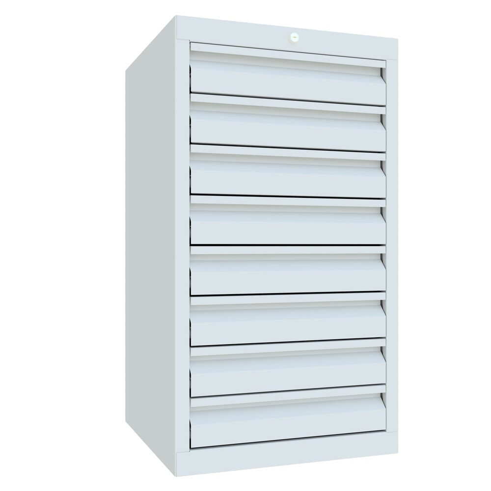 N° de l'image du produit 1 : Armoire à tiroirs légère PAVOY, guidage à galets, tiroirs 8 x 100 mm, largeur 500 mm, gris clair, gris clair