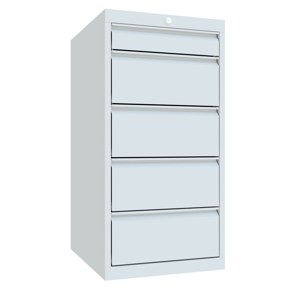 N° de l'image du produit 2 : Armoire à tiroirs PAVOY, hauteur 1 000 mm, tiroirs 1 x 100 mm + 4 x 200 mm, largeur 500 mm, gris clair, gris clair