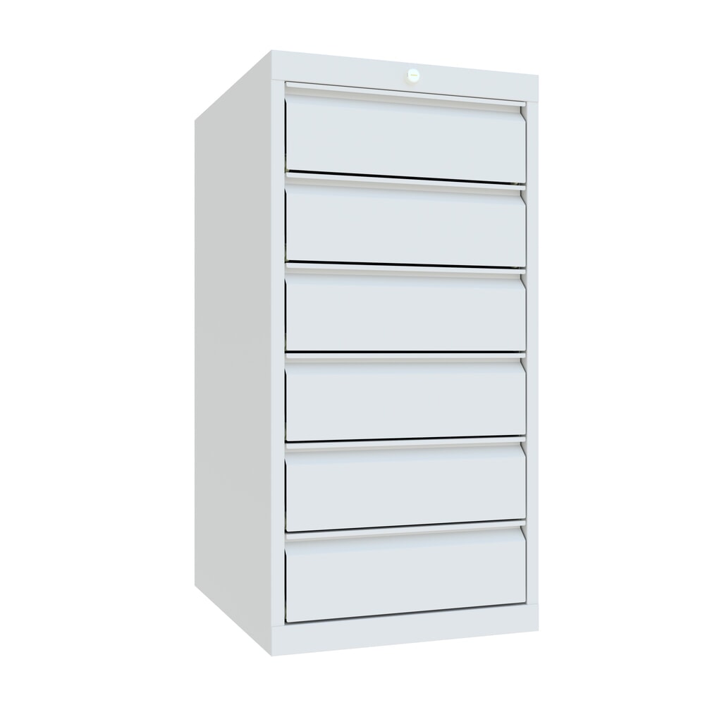 N° de l'image du produit 1 : Armoire à tiroirs PAVOY, hauteur 1 000 mm, tiroirs 6 x 150 mm, largeur 500 mm, gris clair, gris clair