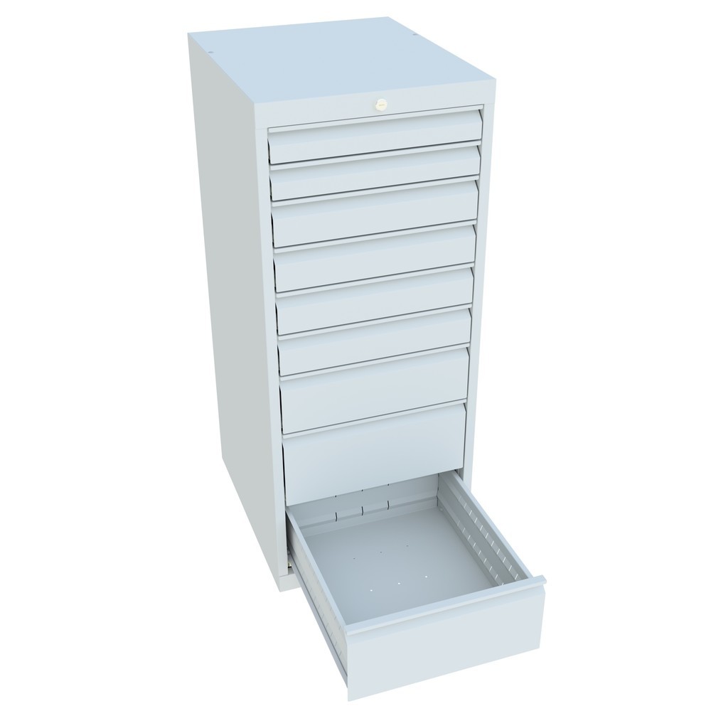 N° de l'image du produit 3 : Armoire à tiroirs PAVOY, hauteur 1 200 mm, tiroirs 2 x 75 mm + 4 x 100 + 1 x 150 mm + 2 x 200 mm, largeur 500 mm, gris clair, gris clair