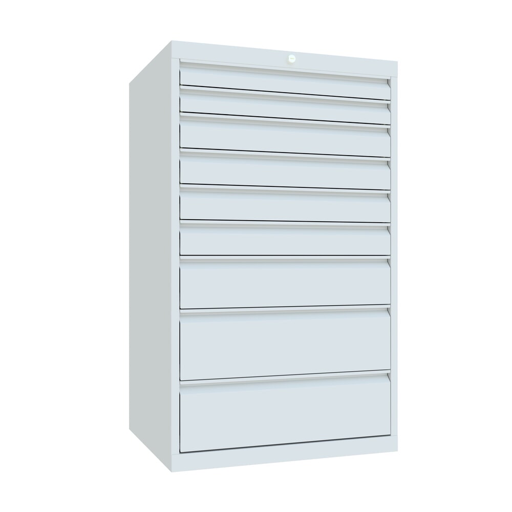 Produktabbildung Nr. 1: Armoire à tiroirs PAVOY, hauteur 1 200 mm, tiroirs 2 x 75 mm + 4 x 100 + 1 x 150 mm + 2 x 200 mm, largeur 715 mm, gris clair, gris clair