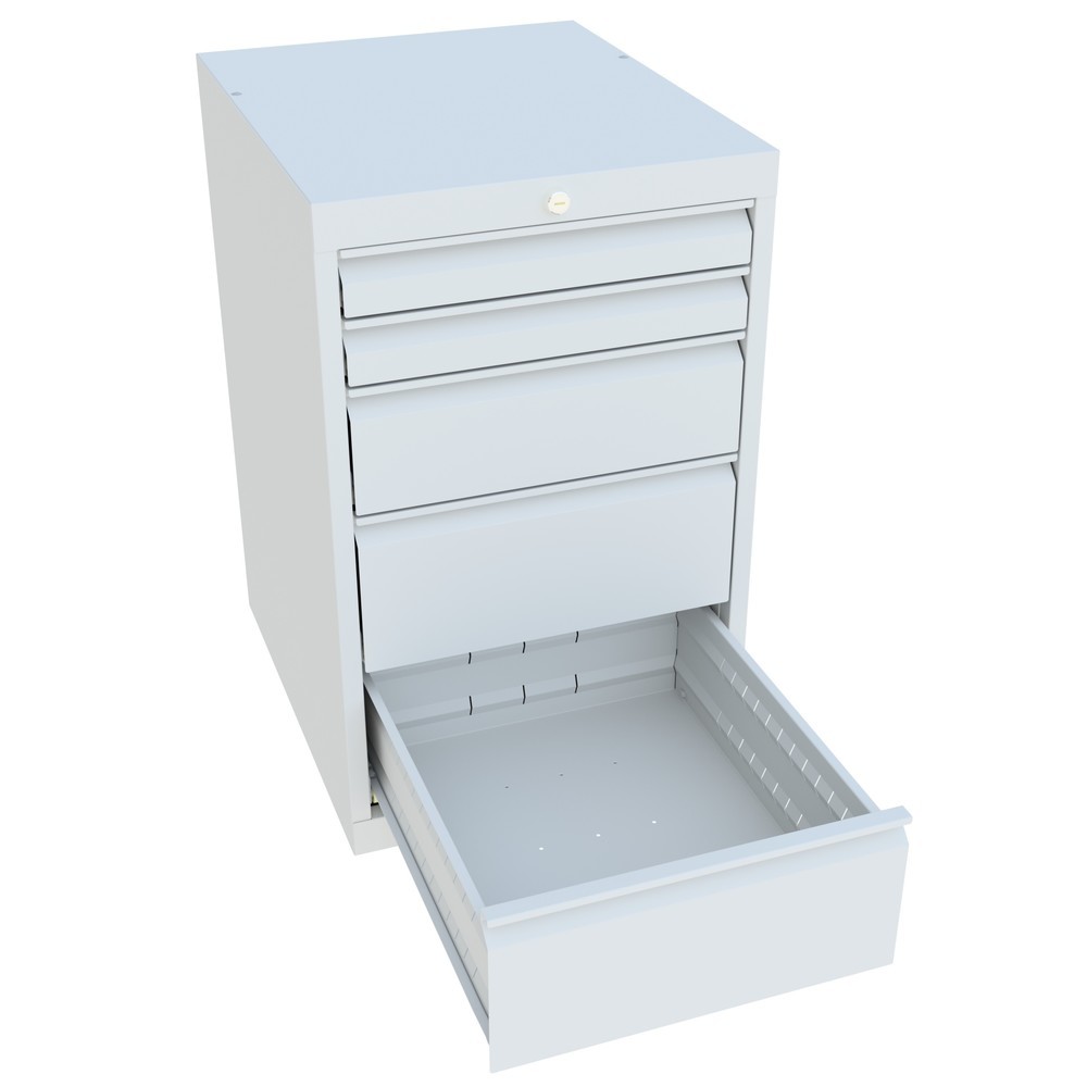 N° de l'image du produit 3 : Armoire à tiroirs PAVOY, hauteur 800 mm, tiroirs 2 x 75 mm + 1 x 150 mm + 2 x 200 mm, largeur 500 mm, gris clair, gris clair