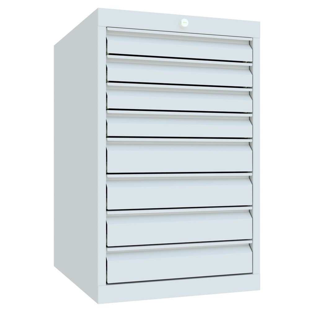 N° de l'image du produit 2 : Armoire à tiroirs PAVOY, hauteur 800 mm, tiroirs 4 x 75 mm + 4 x 100 mm, largeur 500 mm, gris clair, gris clair