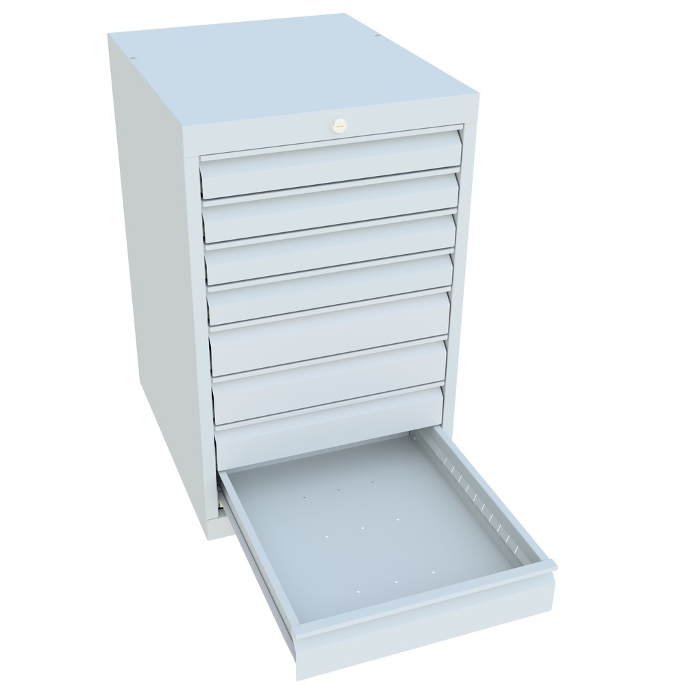 N° de l'image du produit 3 : Armoire à tiroirs PAVOY, hauteur 800 mm, tiroirs 4 x 75 mm + 4 x 100 mm, largeur 500 mm, gris clair, gris clair