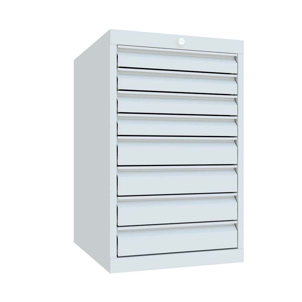 N° de l'image du produit 1 : Armoire à tiroirs PAVOY, hauteur 800 mm, tiroirs 4 x 75 mm + 4 x 100 mm, largeur 500 mm, gris clair, gris clair