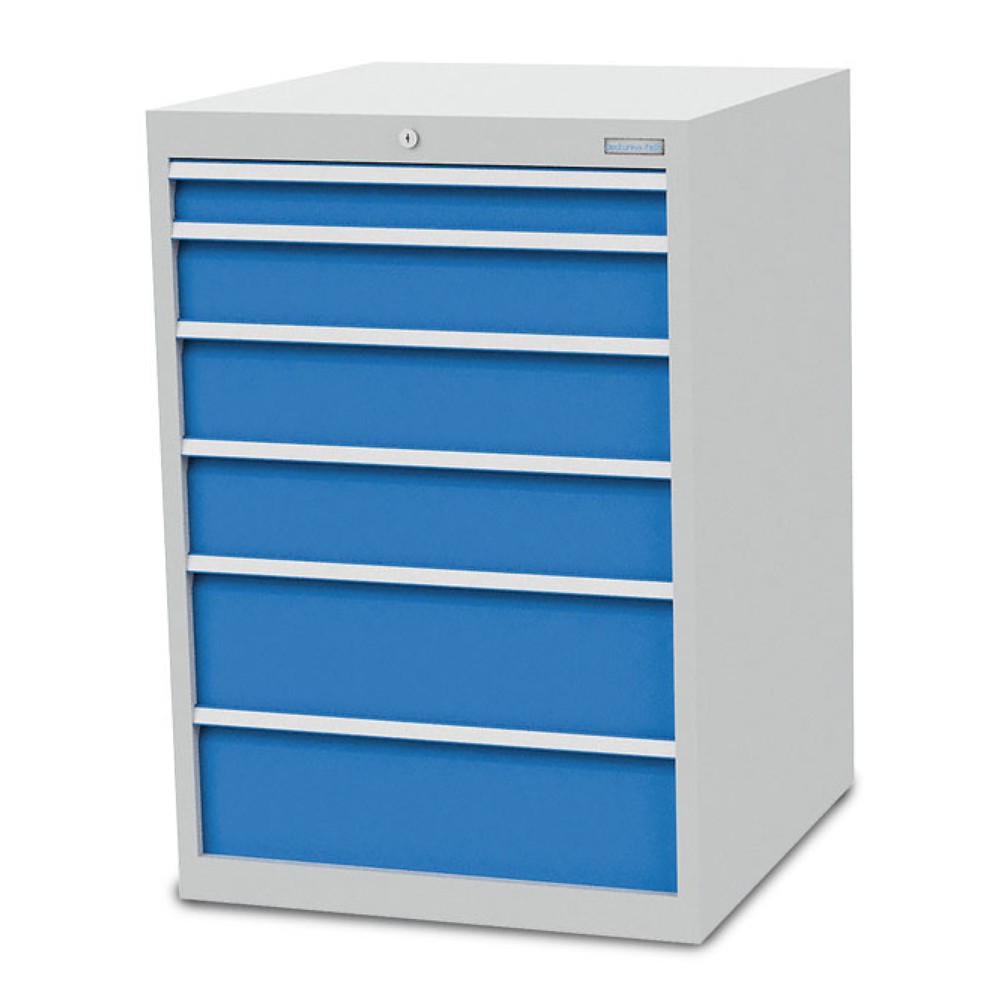 Produktabbildung Nr. 1: Armoire établi R 24-24 Bedrunka+Hirth, H x l x P 1 019 x 705 x 736 mm, gris clair, bleu clair, 6 tiroirs 1 x 75 + 1 x 125 + 2 x 150 + 2 x 200 mm