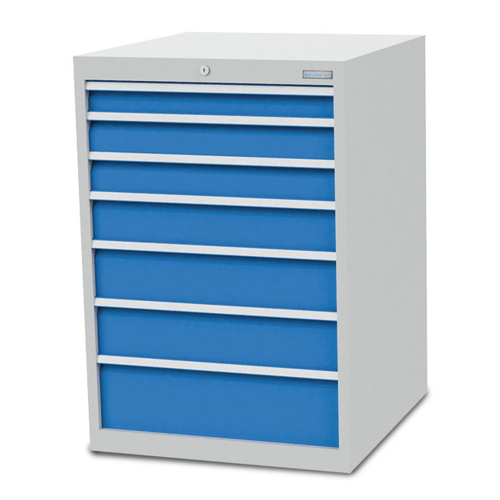 Produktabbildung Nr. 1: Armoire à tiroirs R 24-24 Bedrunka+Hirth, H x l x P 1 019 x 705 x 736 mm, gris clair, bleu clair, 7 tiroirs 1 x 75 + 2 x 100 + 1 x 125 + 2 x 150 + 1 x 200 mm