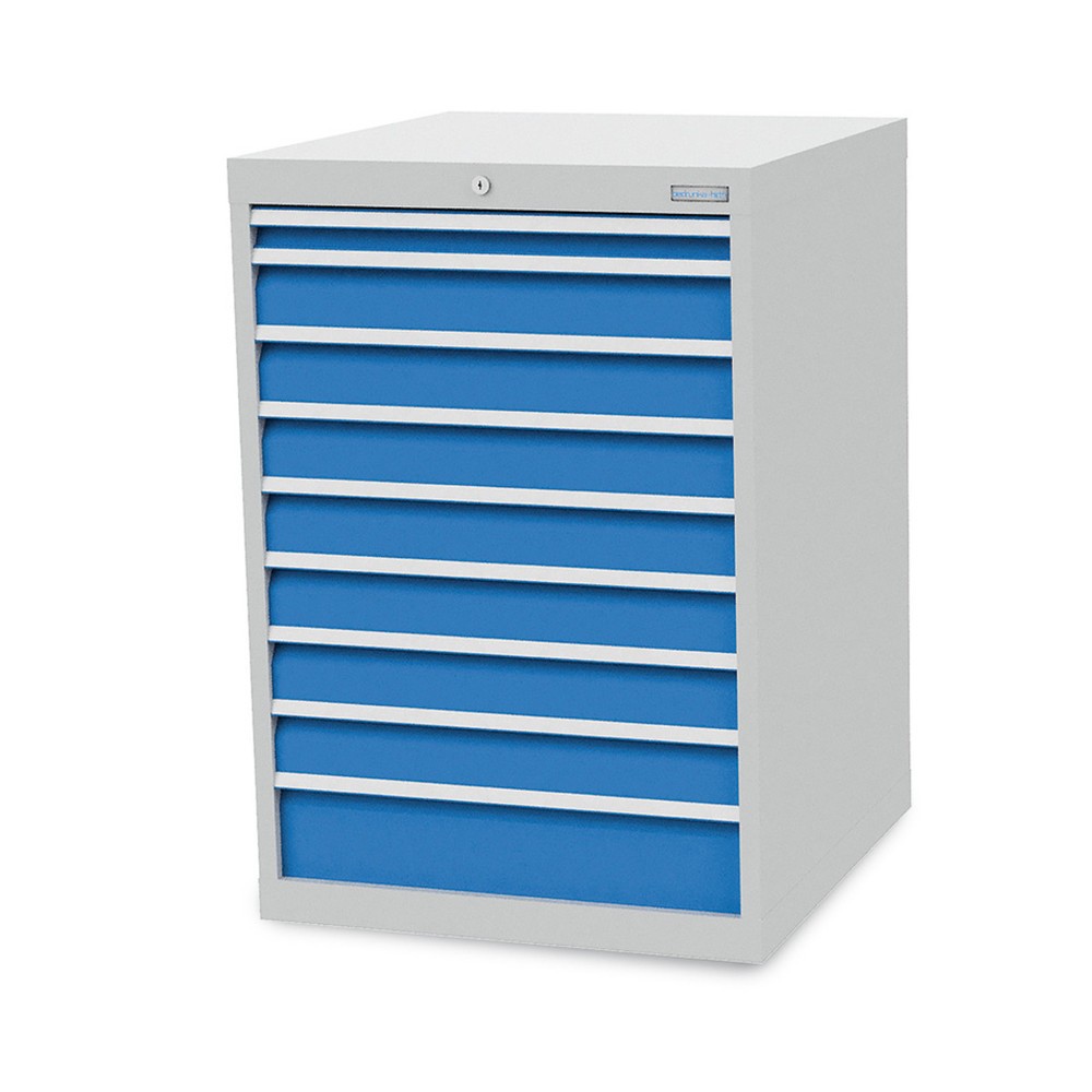 Produktabbildung Nr. 1: Armoire à tiroirs R 24-24 Bedrunka+Hirth, H x l x P 1 019 x 705 x 736 mm, gris clair, bleu clair, 9 tiroirs 1 x 50 + 7 x 100 + 1 x 150 mm