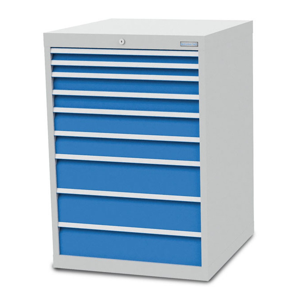 Produktabbildung Nr. 1: Armoire à tiroirs R 24-24 Bedrunka+Hirth, H x l x P 1 019 x 705 x 736 mm, gris clair, bleu clair, 9 tiroirs 2 x 50 + 2 x 75 + 2 x 100 + 3 x 150 mm